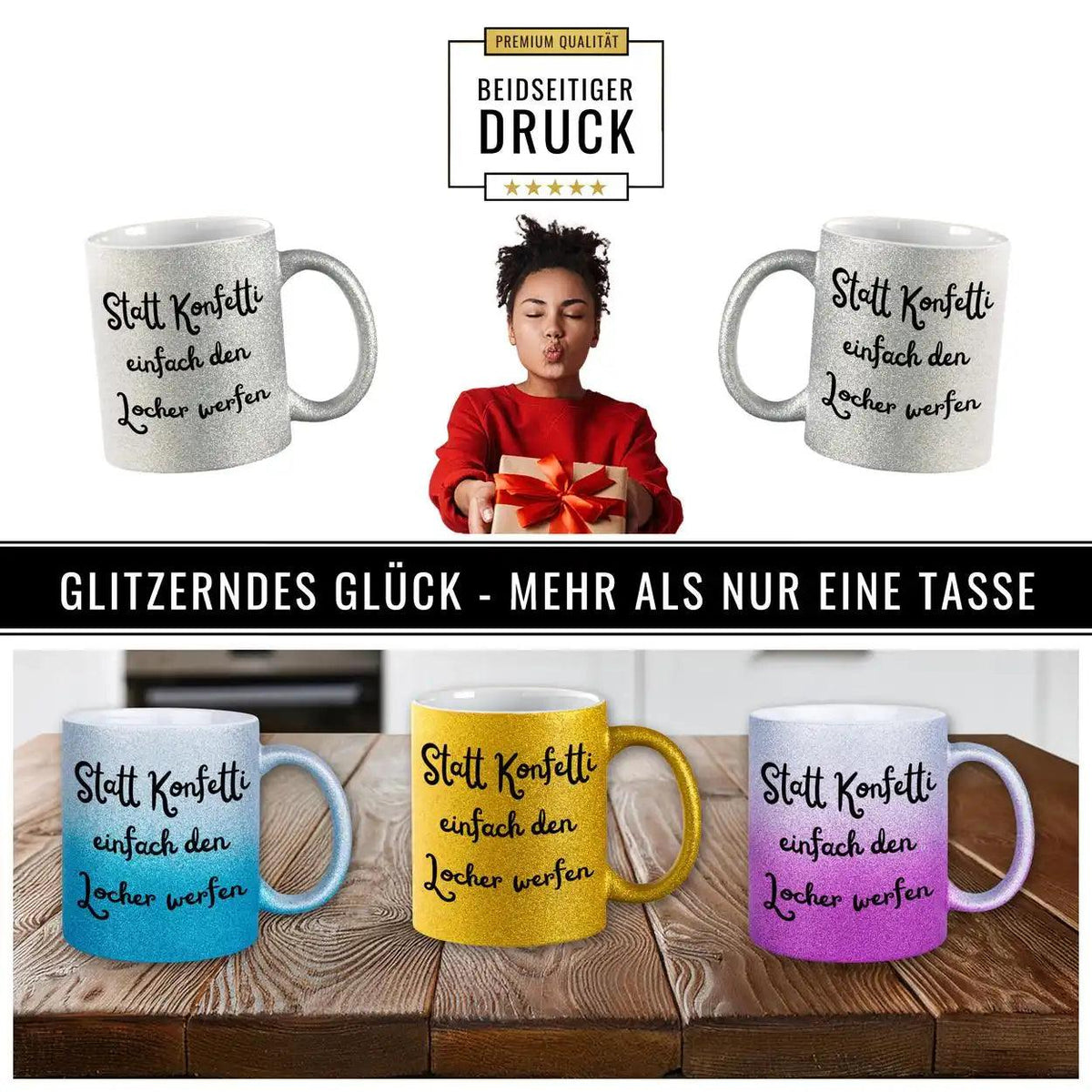Glitzertasse - Statt Konfetti einfach den Locher werfen - Druckerino
