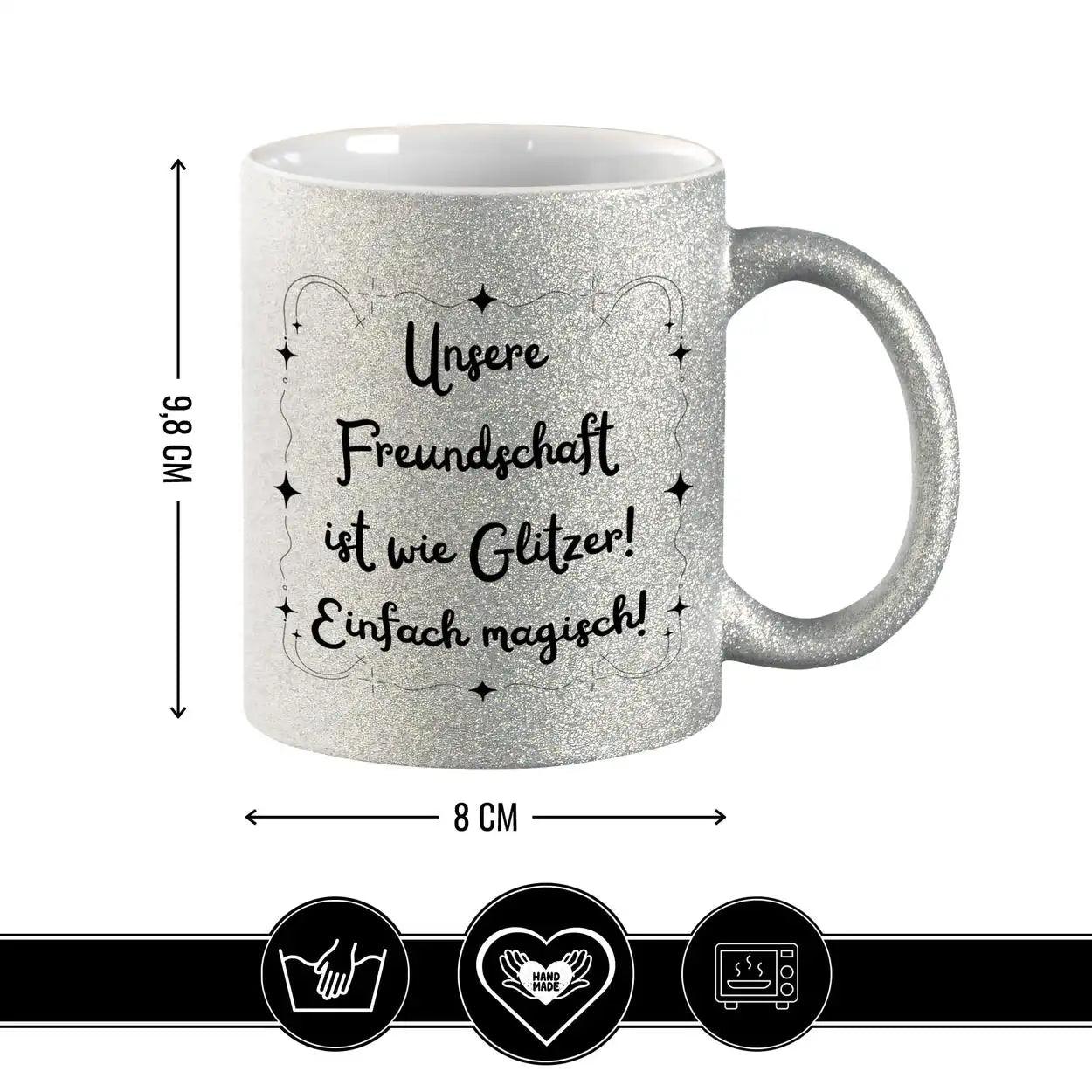 Glitzertasse - Unsere Freundschaft ist wie Glitzer - Druckerino