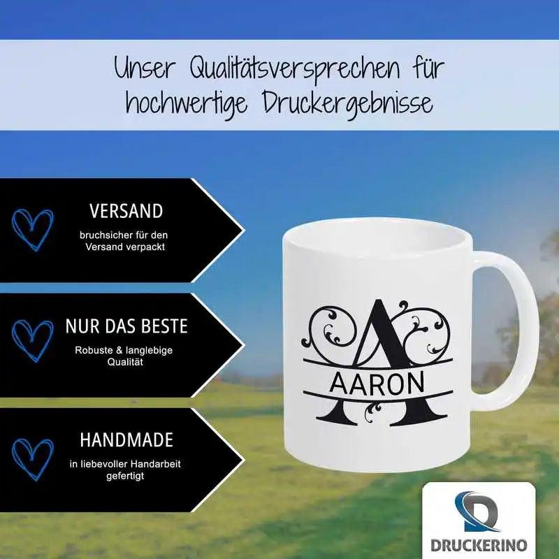 Keramik Tasse mit Namen | Motiv 1 | Aaron - Druckerino