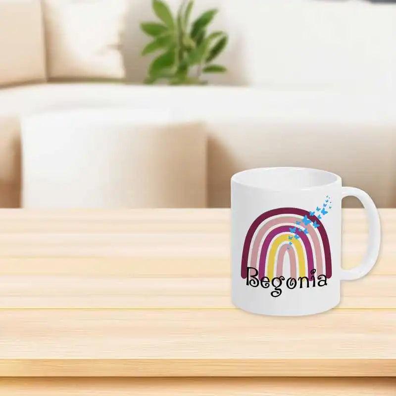 Keramik Tasse mit Namen | Motiv 4 | Begonia - Druckerino