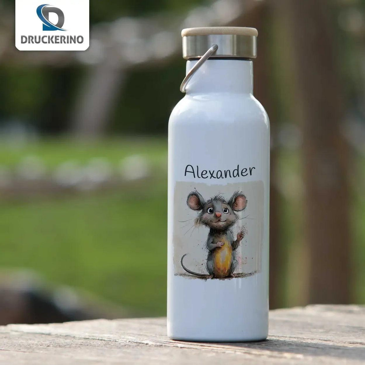 Kinder Trinkflasche Abenteuermaus - Druckerino