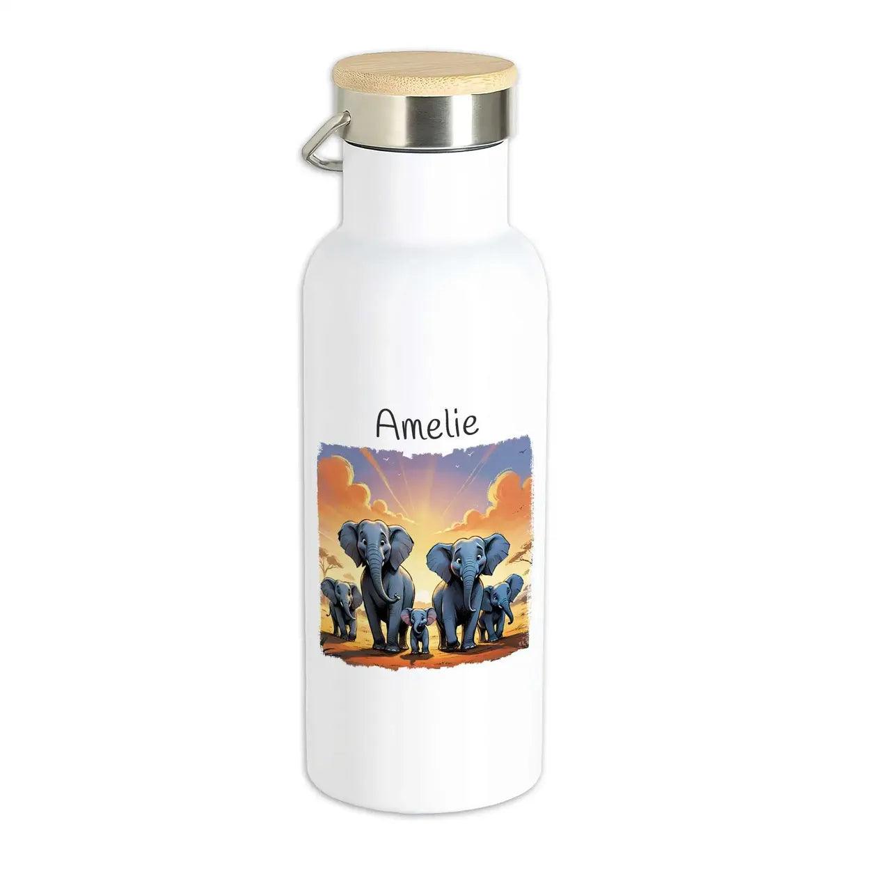 Kinder Trinkflasche Elefantenfamilie - Druckerino