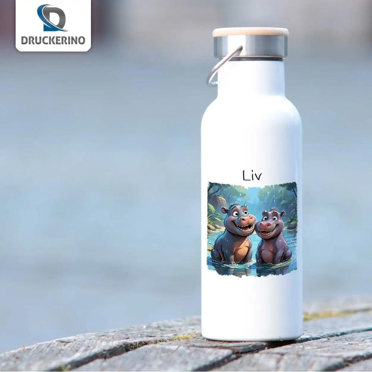 Kinder Trinkflasche Flusspferd-Pärchen - Druckerino