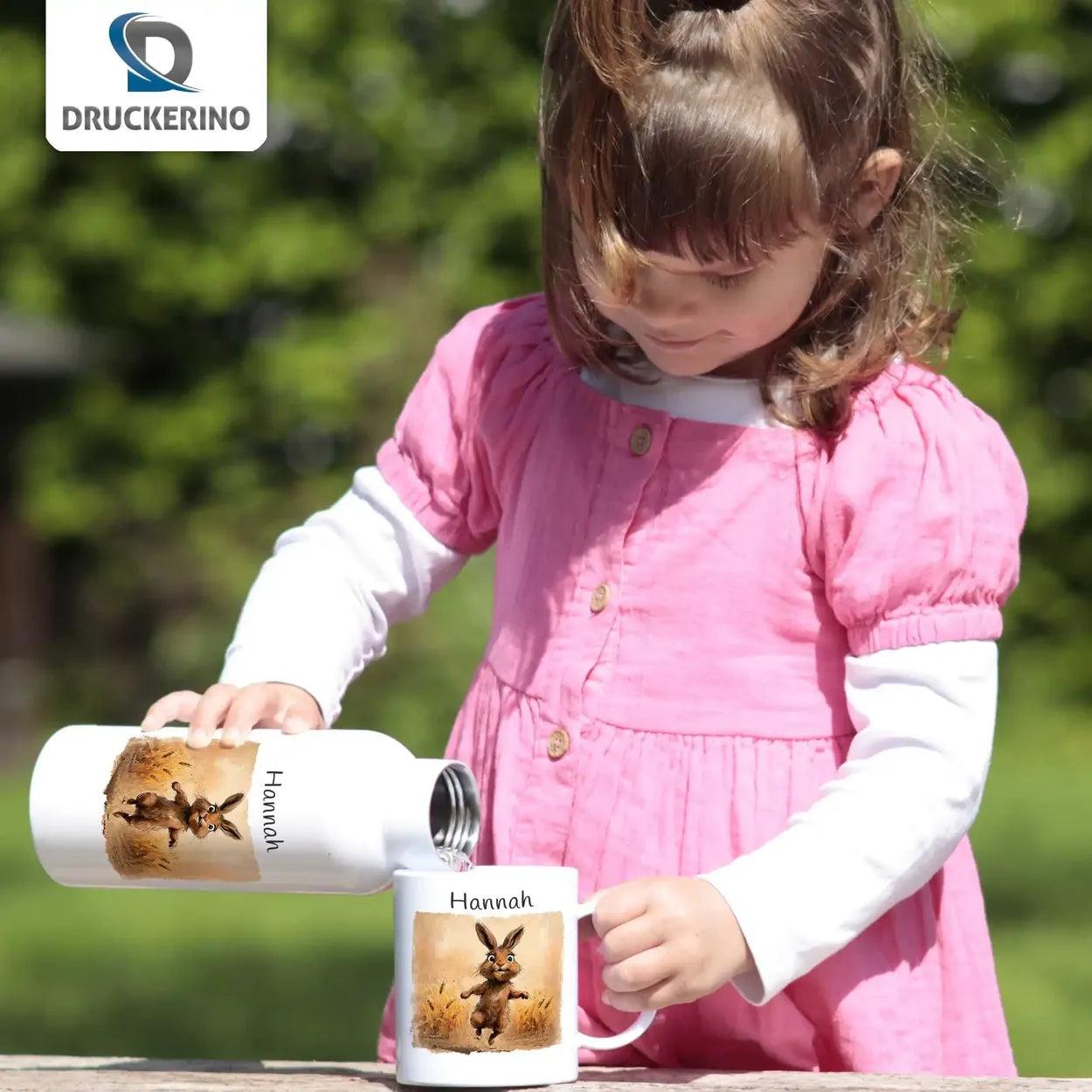 Kinder Trinkflasche Hoppelnder Held - Druckerino