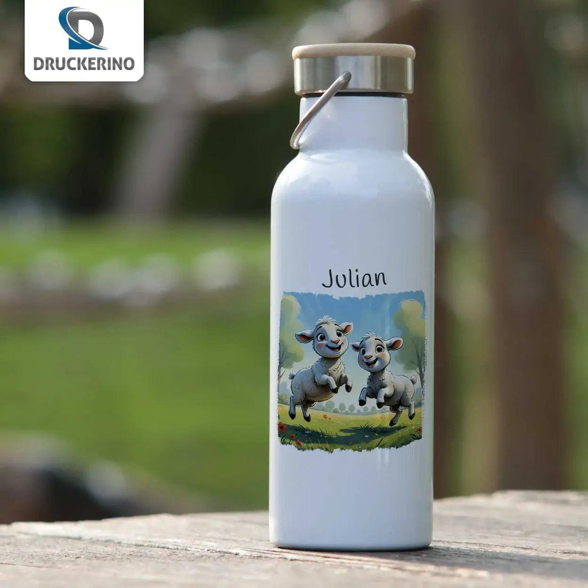 Kinder Trinkflasche Hüpfende Lämmer - Druckerino