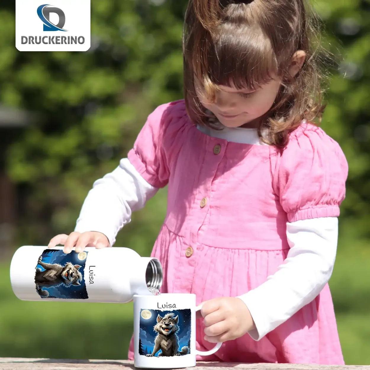 Kinder Trinkflasche Mondwolf - Druckerino