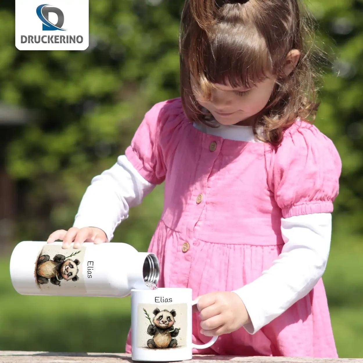 Kinder Trinkflasche Panda-Abenteurer - Druckerino