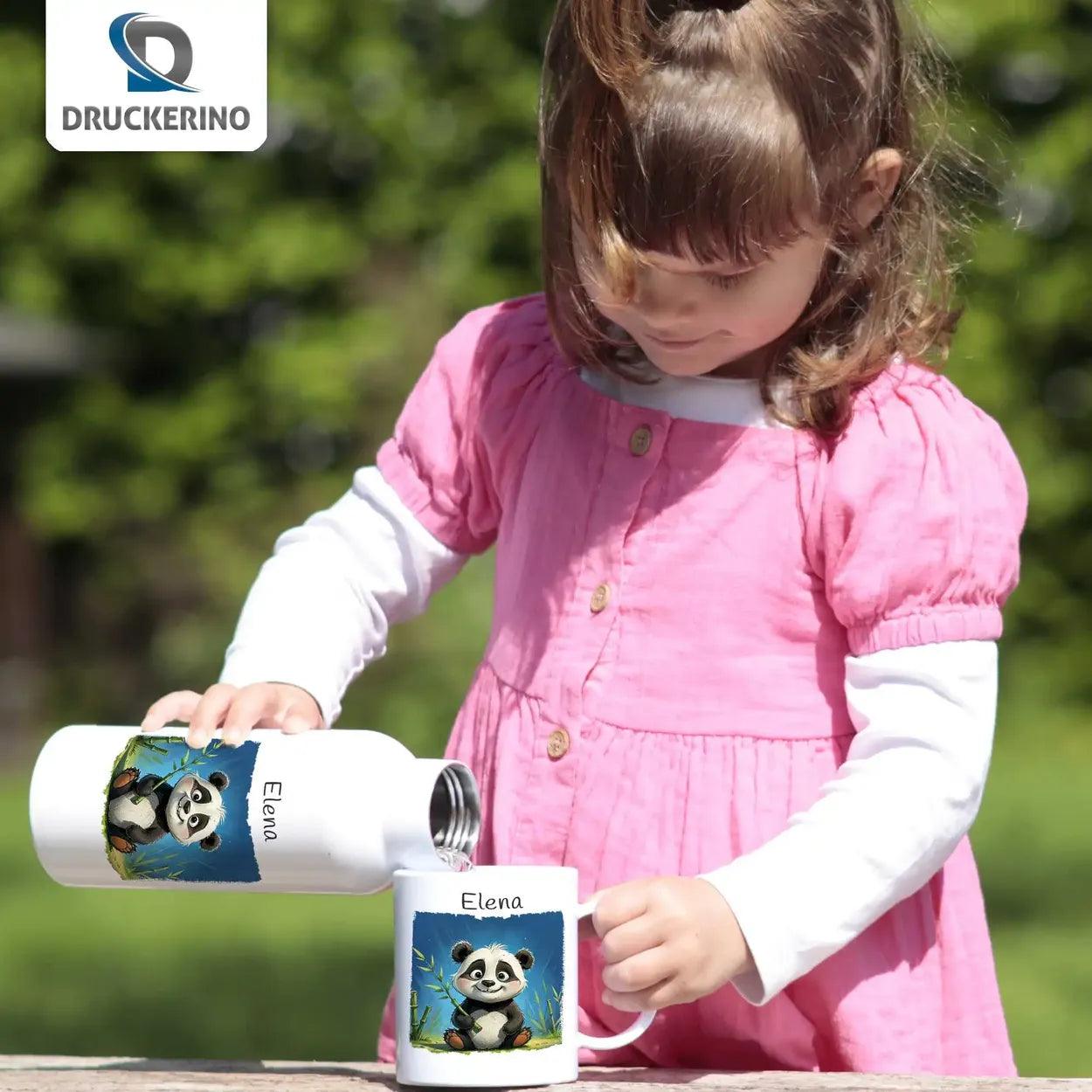 Kinder Trinkflasche Pandabär Abenteuer - Druckerino