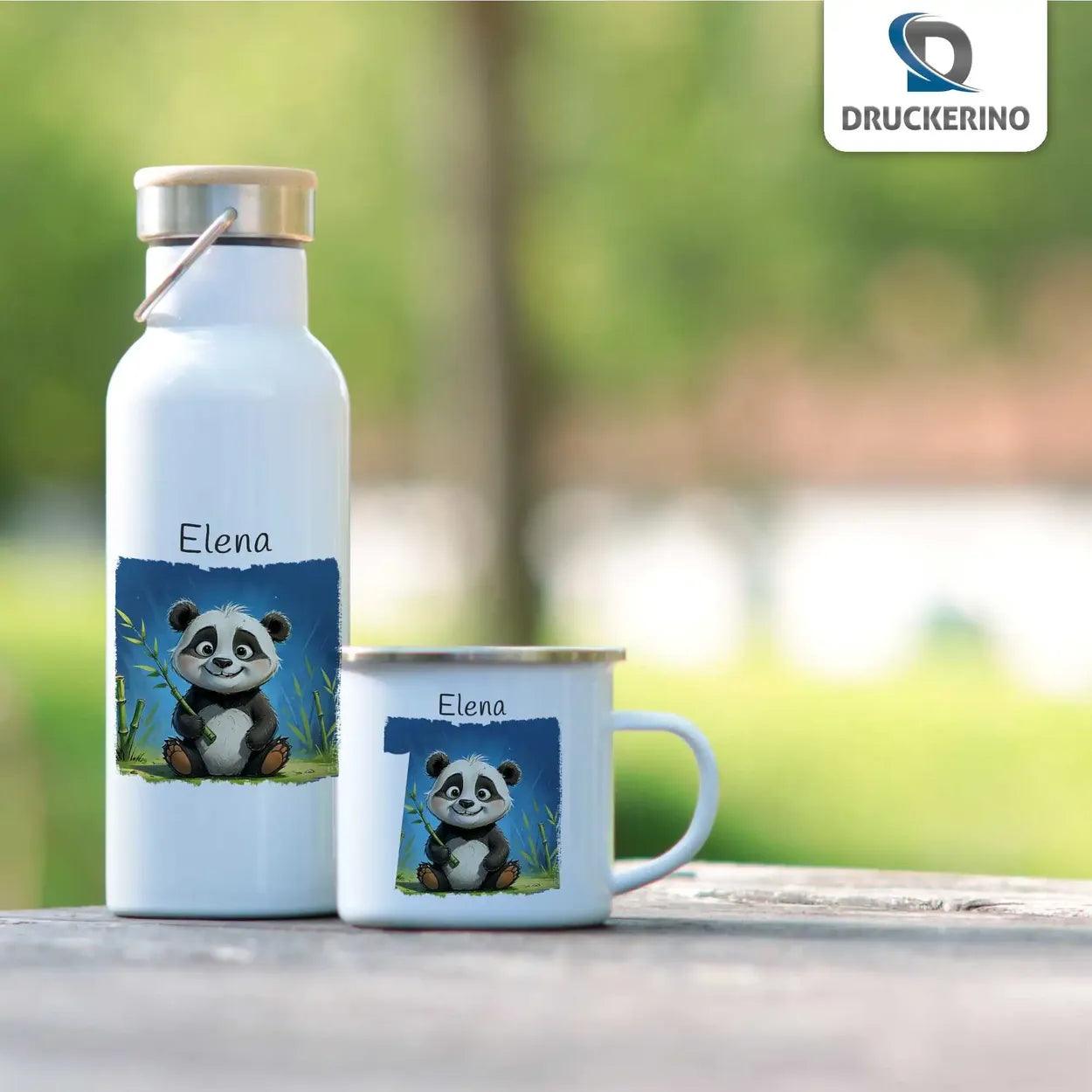 Kinder Trinkflasche Pandabär Abenteuer - Druckerino