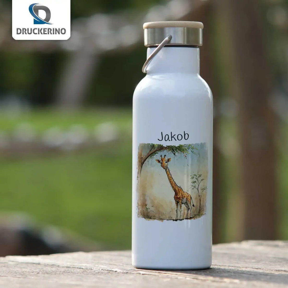 Kinder Trinkflasche Savannenfreund Giraffe - Druckerino