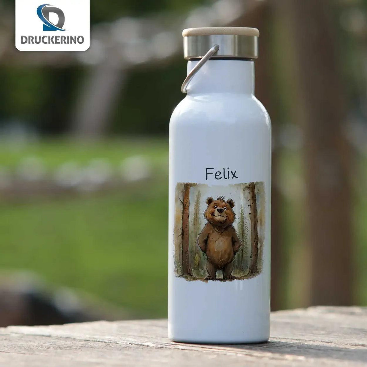 Kinder Trinkflasche Waldbär Abenteuer - Druckerino