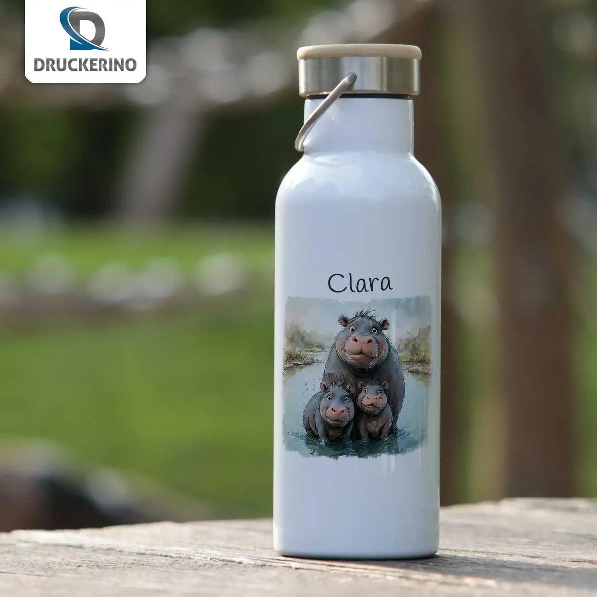 Kinder Trinkflasche Wasserspaß Nilpferdfreunde - Druckerino