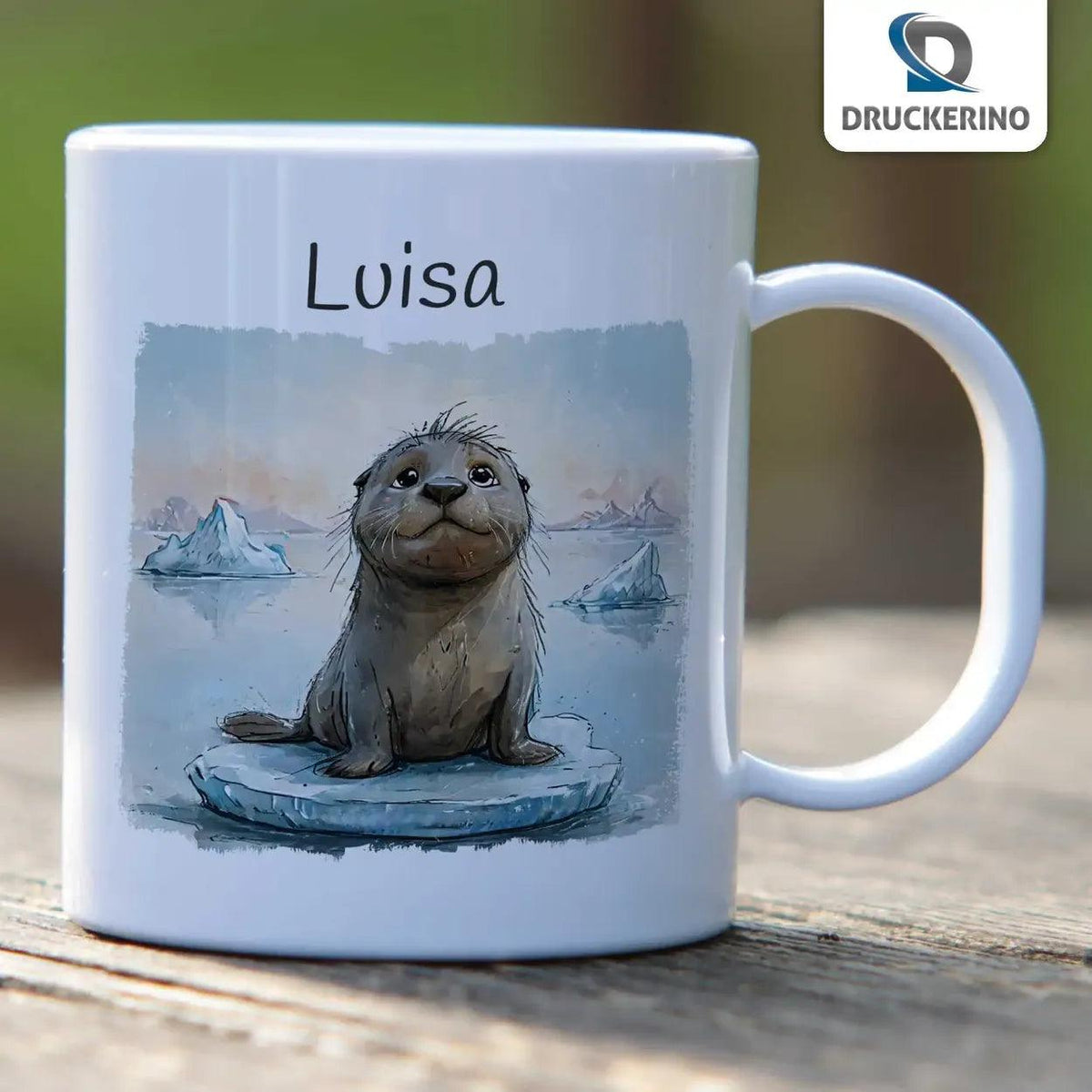 Kindertasse mit Namen | Abenteuer des kleinen Eisbären - Druckerino