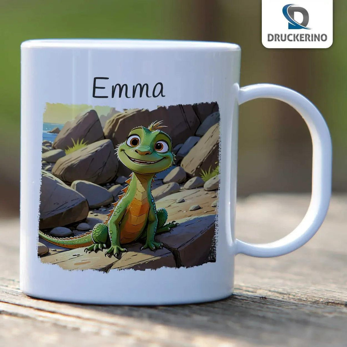 Kindertasse mit Namen | Abenteuer Dschungelechse | 320ml - Druckerino