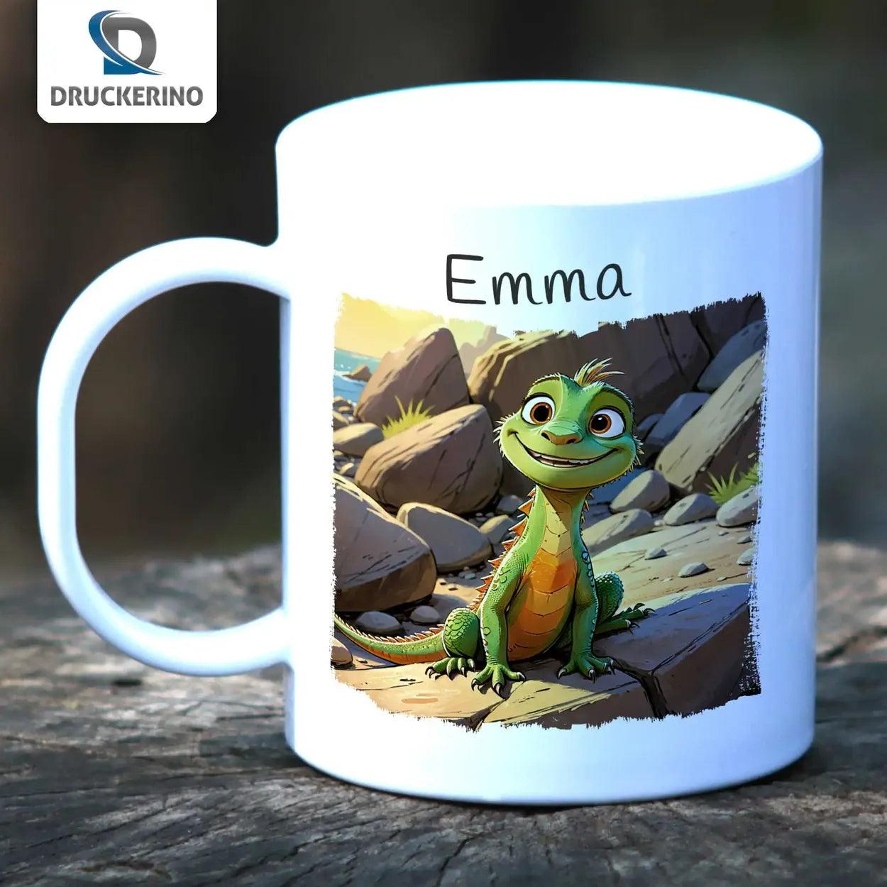 Kindertasse mit Namen | Abenteuer Dschungelechse | 320ml - Druckerino