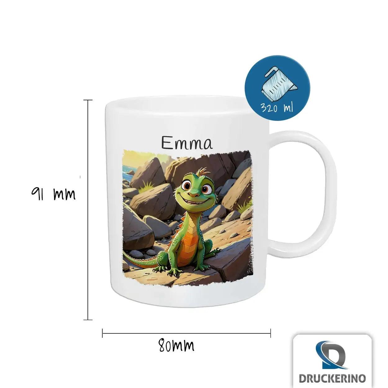 Kindertasse mit Namen | Abenteuer Dschungelechse | 320ml - Druckerino