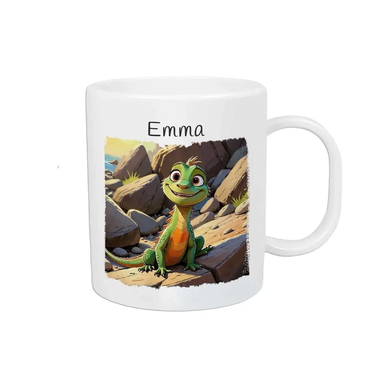 Kindertasse mit Namen | Abenteuer Dschungelechse | 320ml - Druckerino