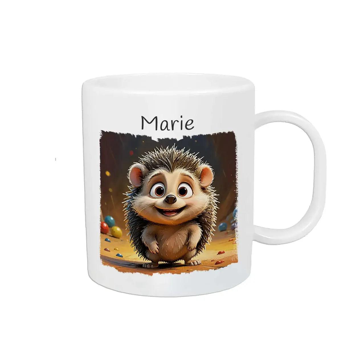 Kindertasse mit Namen | Abenteuer Igel - Druckerino