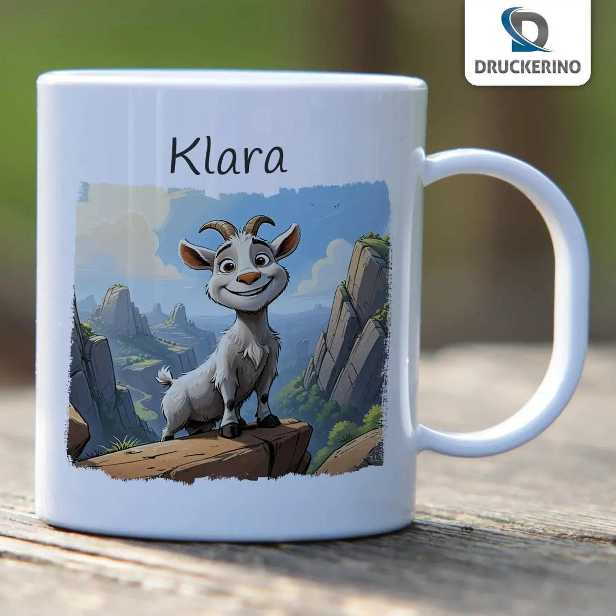 Kindertasse mit Namen | Abenteuer Ziegenfreund - Druckerino