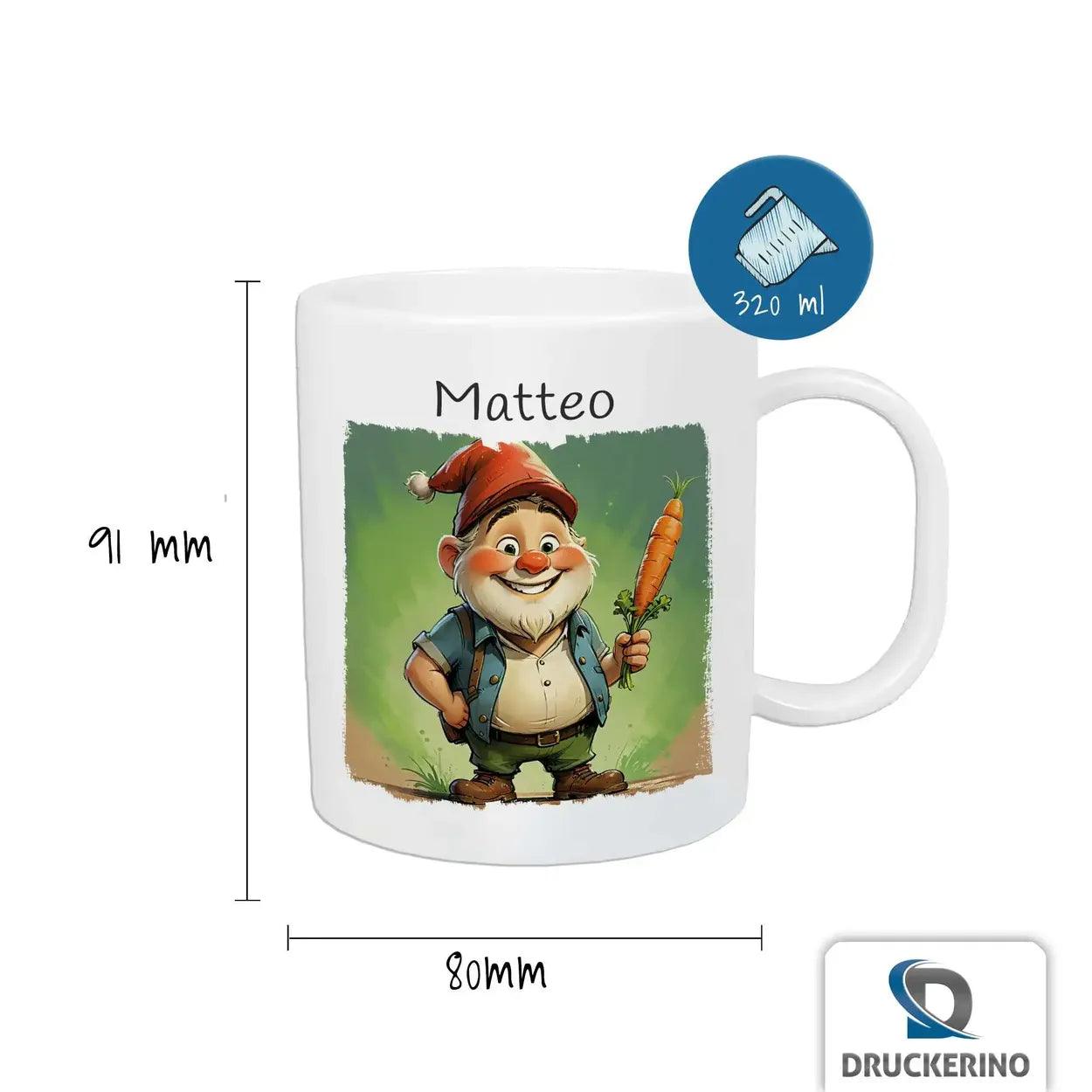 Kindertasse mit Namen | Abenteuer Zwerg - Druckerino