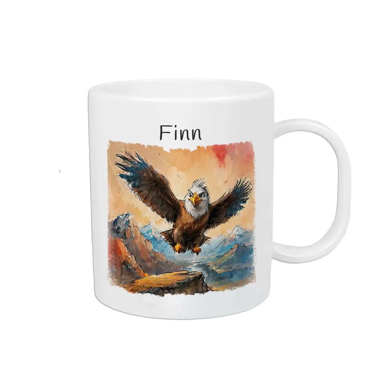 Kindertasse mit Namen | Abenteueradler Flug - Druckerino