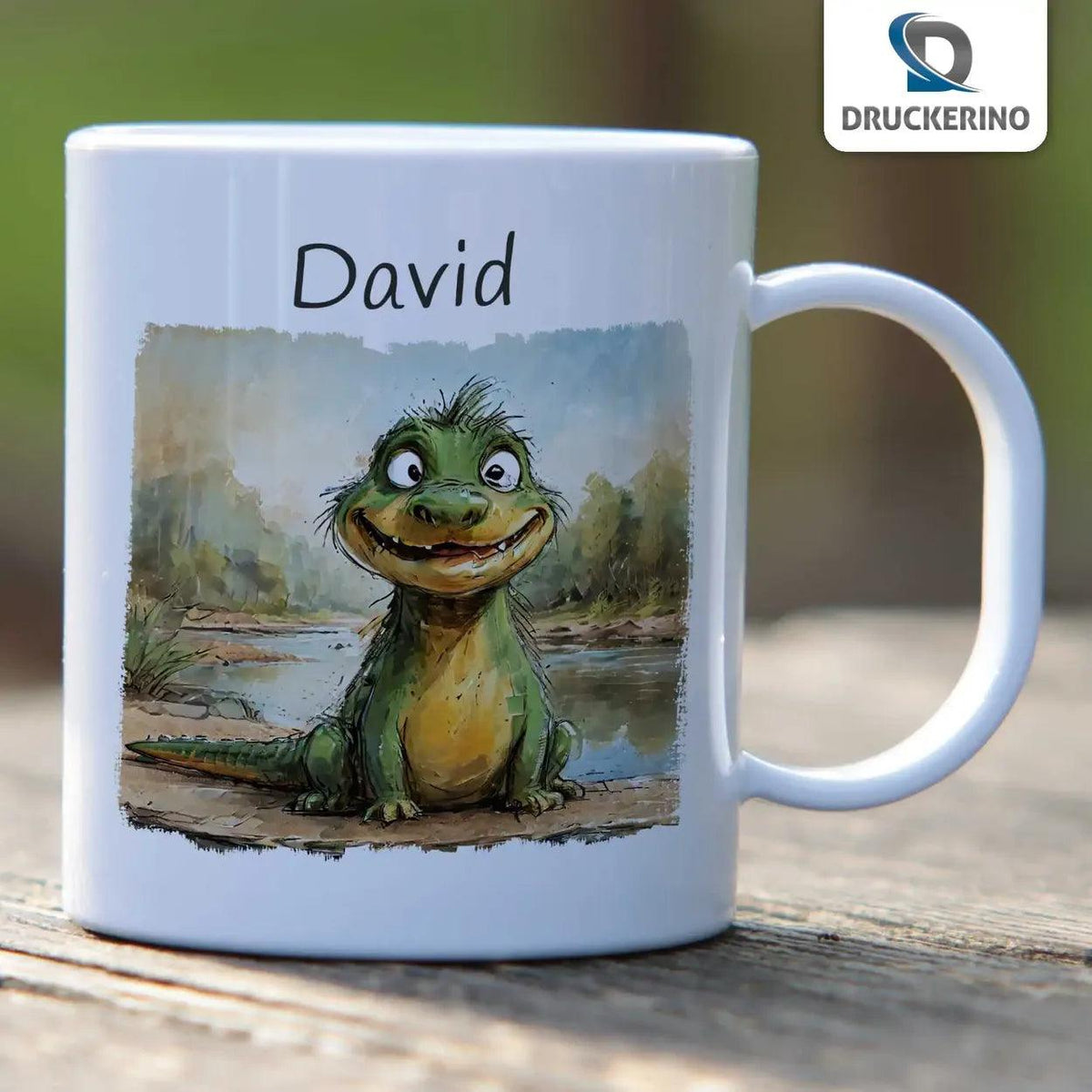 Kindertasse mit Namen | Abenteuerdrache - Druckerino
