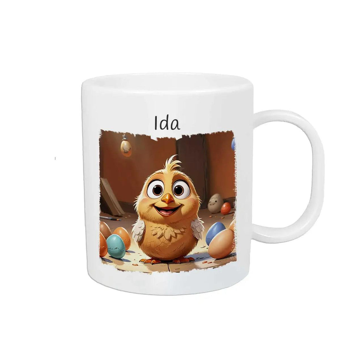 Kindertasse mit Namen | Abenteuerliche Vogelwelt - Druckerino