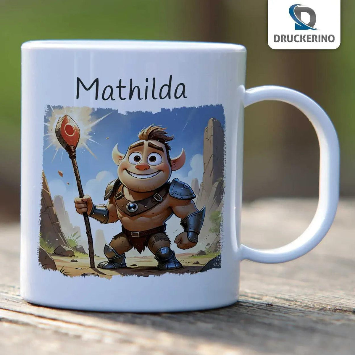 Kindertasse mit Namen | Abenteuerquest des kleinen Ritters - Druckerino