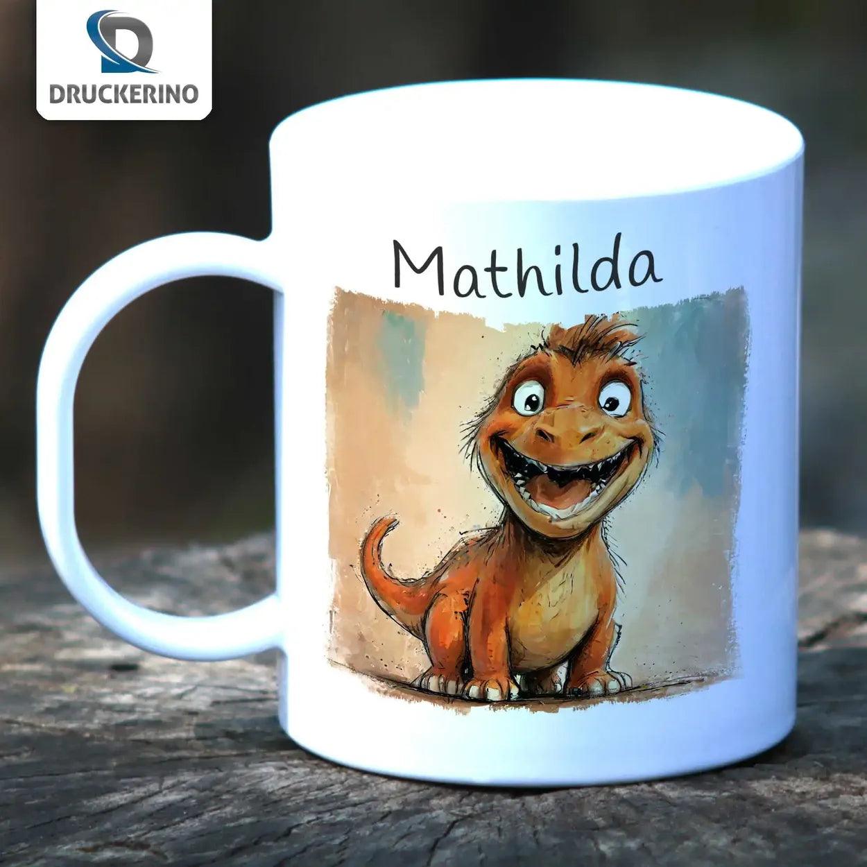 Kindertasse mit Namen | Dino-Abenteuer - Druckerino