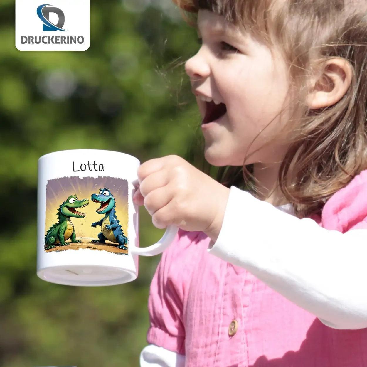 Kindertasse mit Namen | Dino-Freunde Spaß - Druckerino