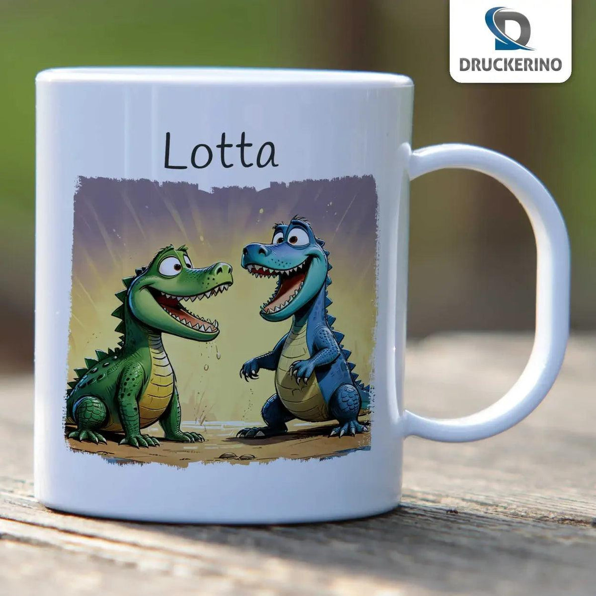 Kindertasse mit Namen | Dino-Freunde Spaß - Druckerino