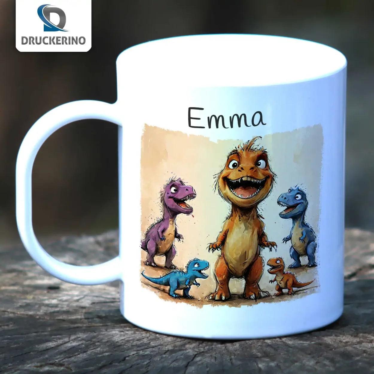 Kindertasse mit Namen | Dinosaurier-Freunde - Druckerino