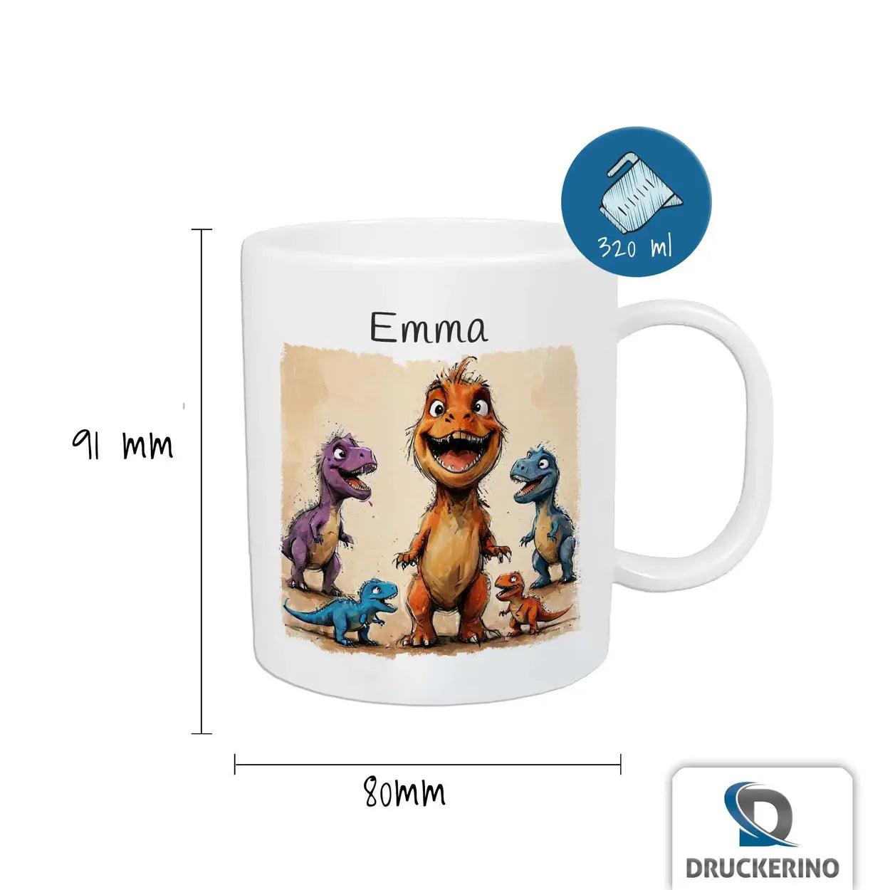 Kindertasse mit Namen | Dinosaurier-Freunde - Druckerino