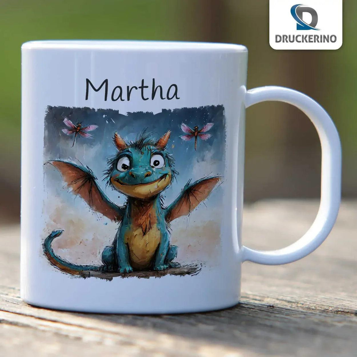 Kindertasse mit Namen | Drachenflieger-Abenteuer - Druckerino