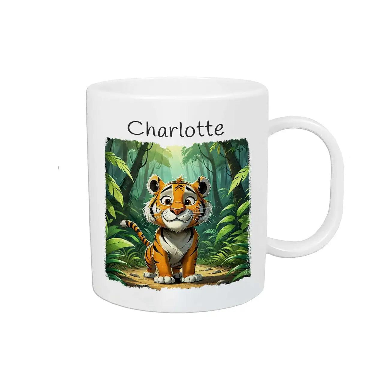 Kindertasse mit Namen | Dschungelfreund Tiger - Druckerino