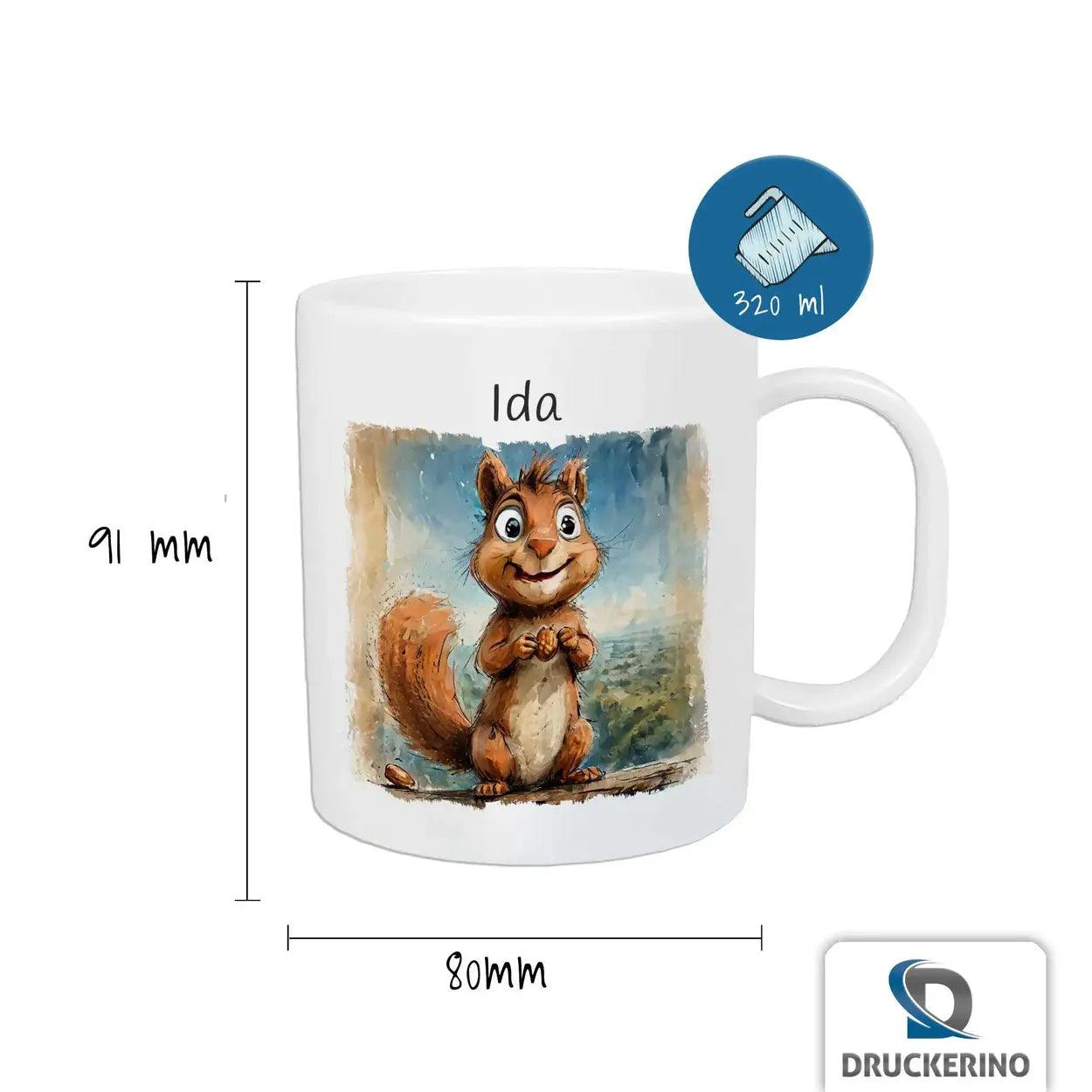 Kindertasse mit Namen | Eichhörnchen-Zauber - Druckerino