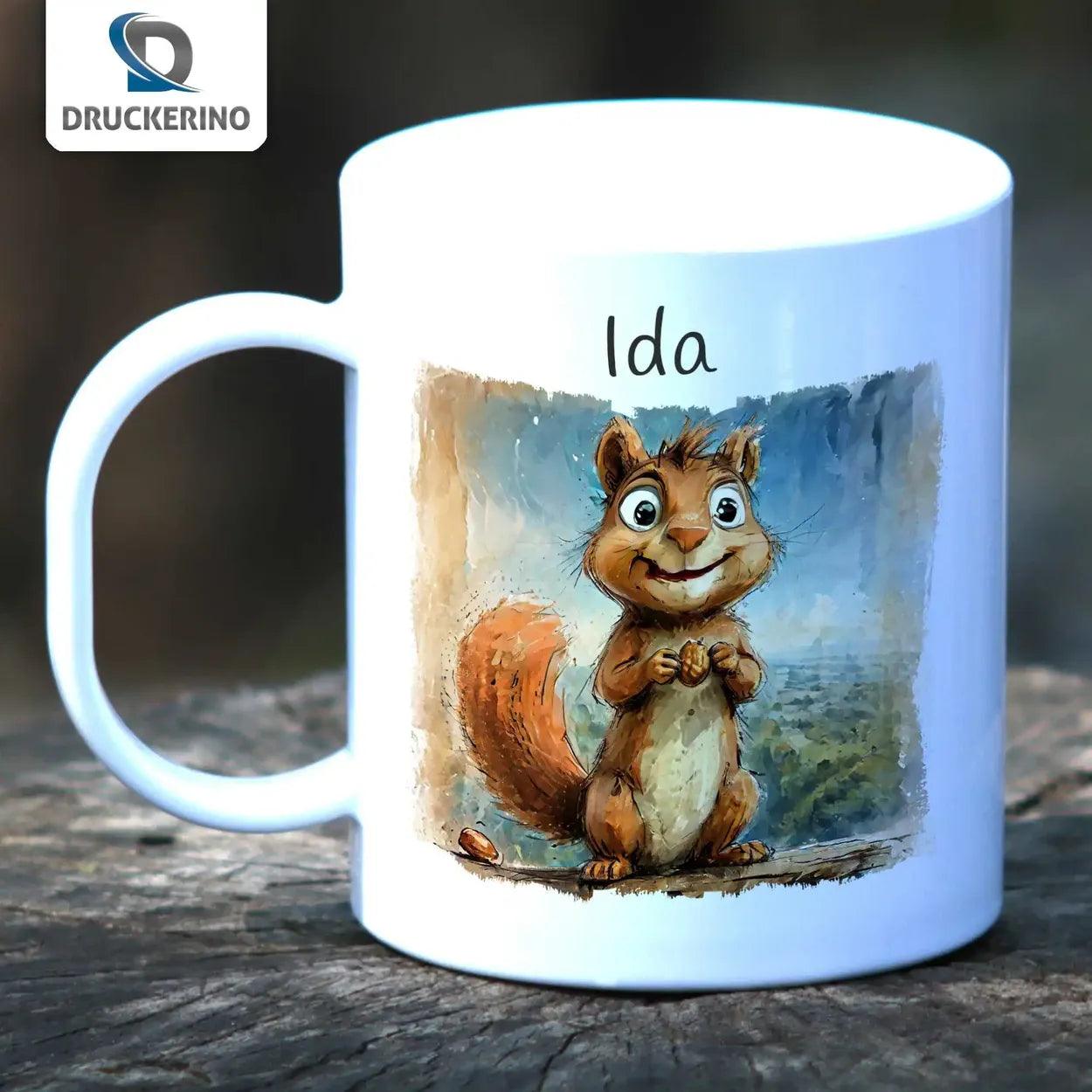 Kindertasse mit Namen | Eichhörnchen-Zauber - Druckerino