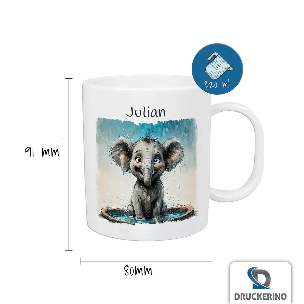 Kindertasse mit Namen | Elefantenfreude - Druckerino