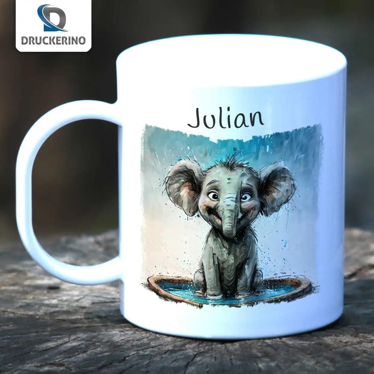 Kindertasse mit Namen | Elefantenfreude - Druckerino