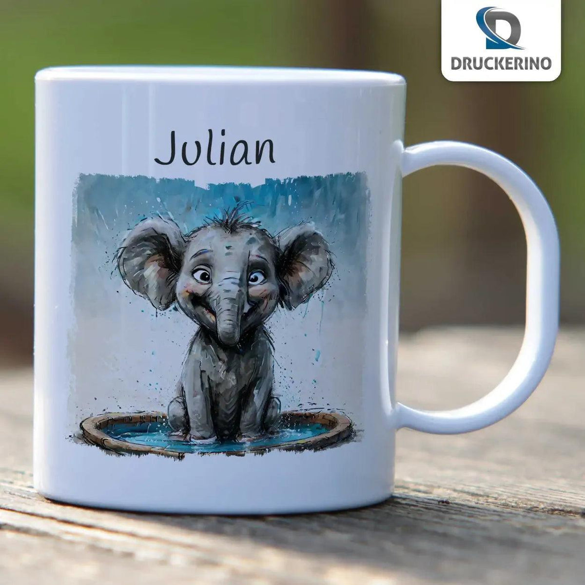 Kindertasse mit Namen | Elefantenfreude - Druckerino