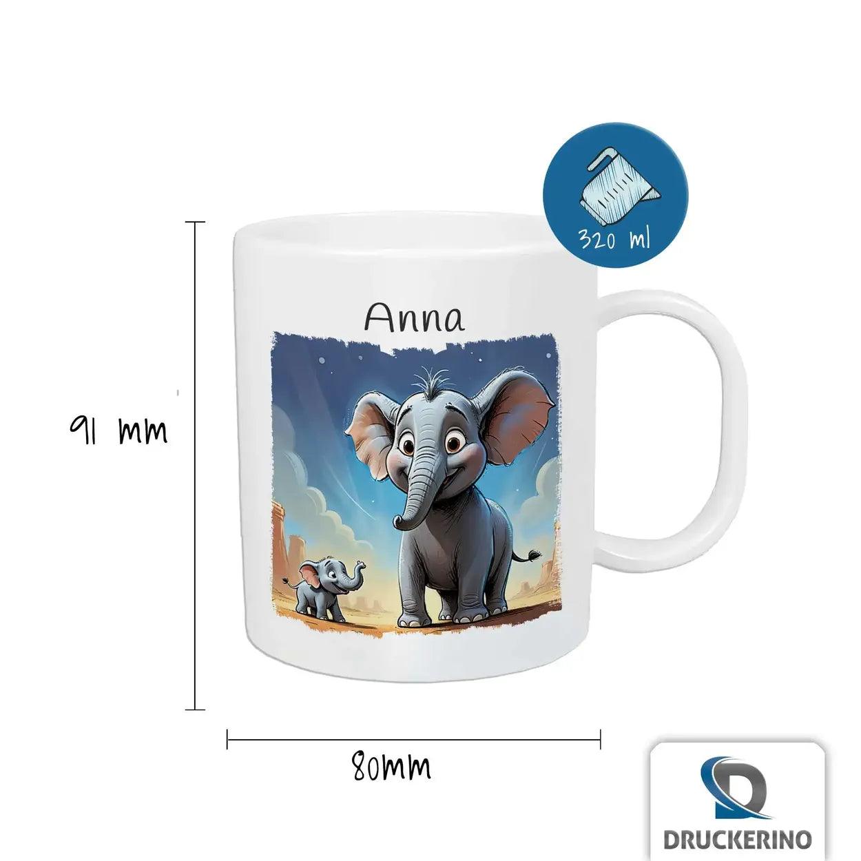 Kindertasse mit Namen | Elefantenfreunde Morgenstunde - Druckerino