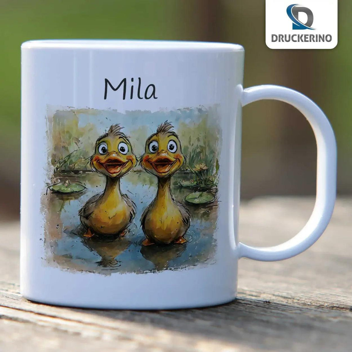 Kindertasse mit Namen | Entenfreunde Abenteuer - Druckerino