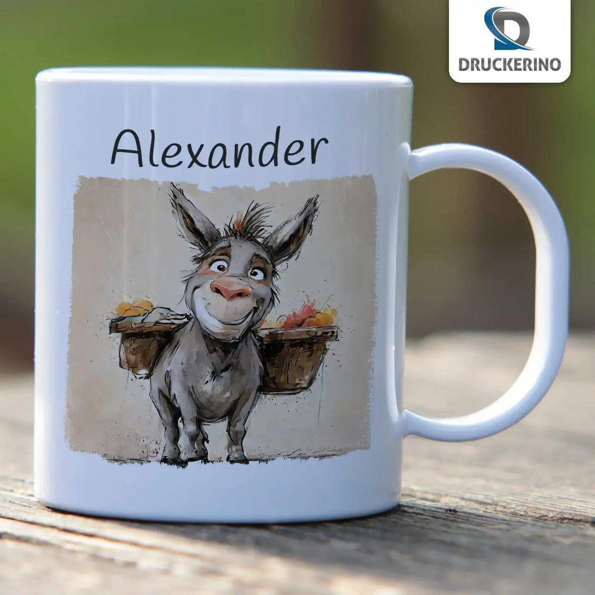 Kindertasse mit Namen | Esel - Druckerino