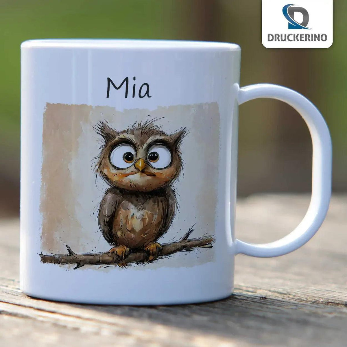 Kindertasse mit Namen | Eulenfreund - Druckerino