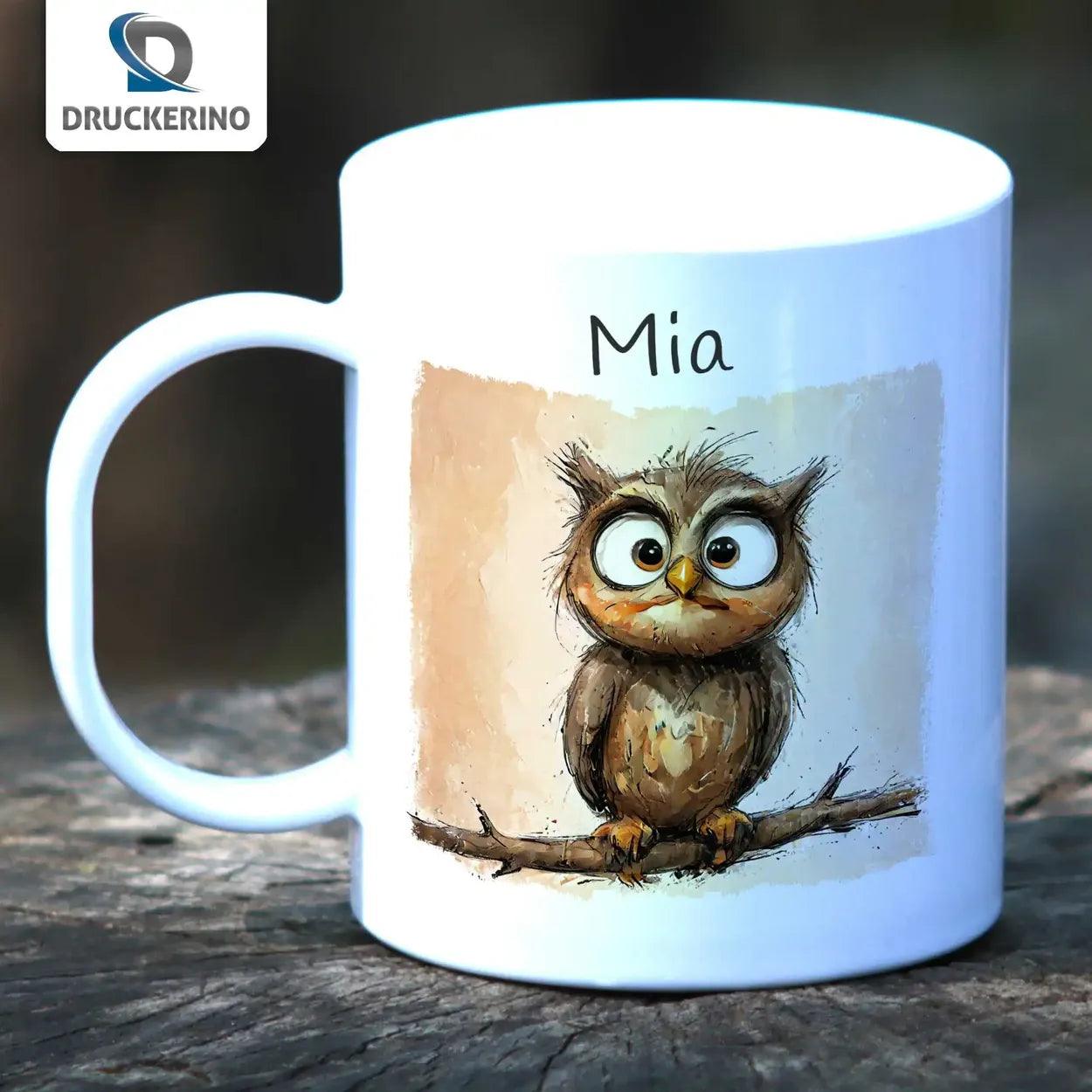 Kindertasse mit Namen | Eulenfreund - Druckerino