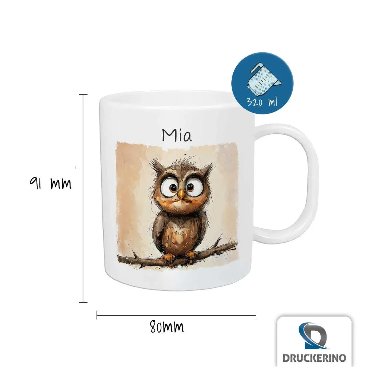 Kindertasse mit Namen | Eulenfreund - Druckerino