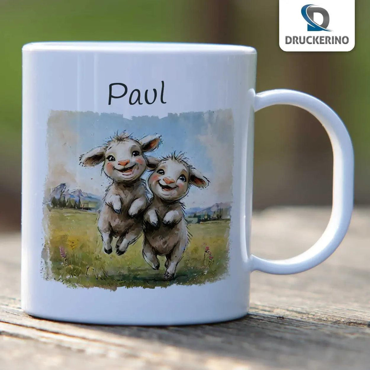 Kindertasse mit Namen | Fröhliche Bauernhoftiere - Druckerino