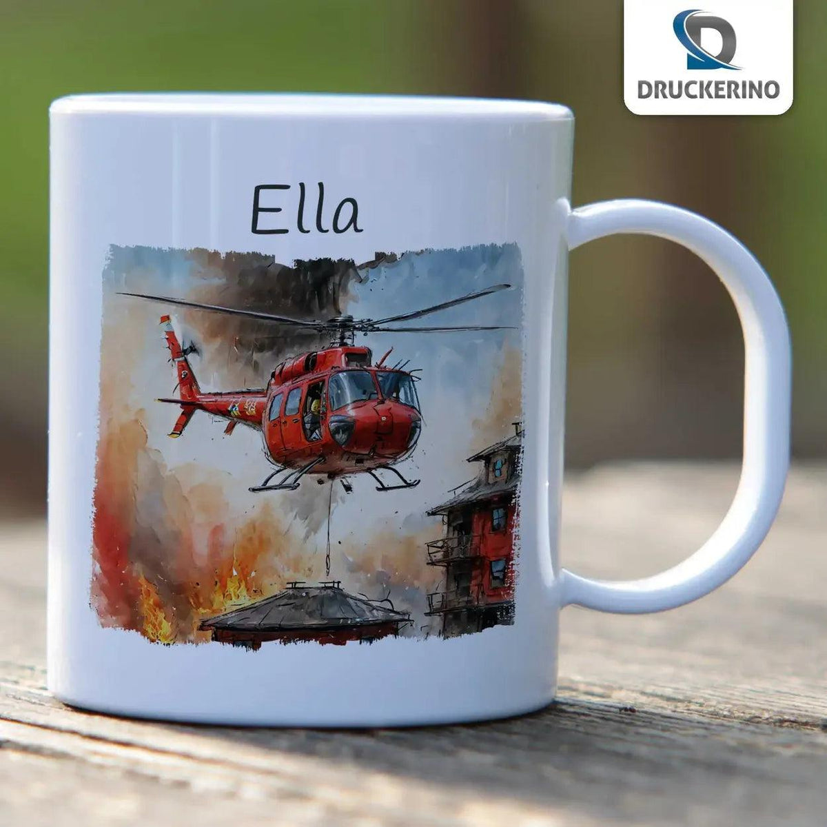 Kindertasse mit Namen | Heldenflug-Rettungseinsatz - Druckerino