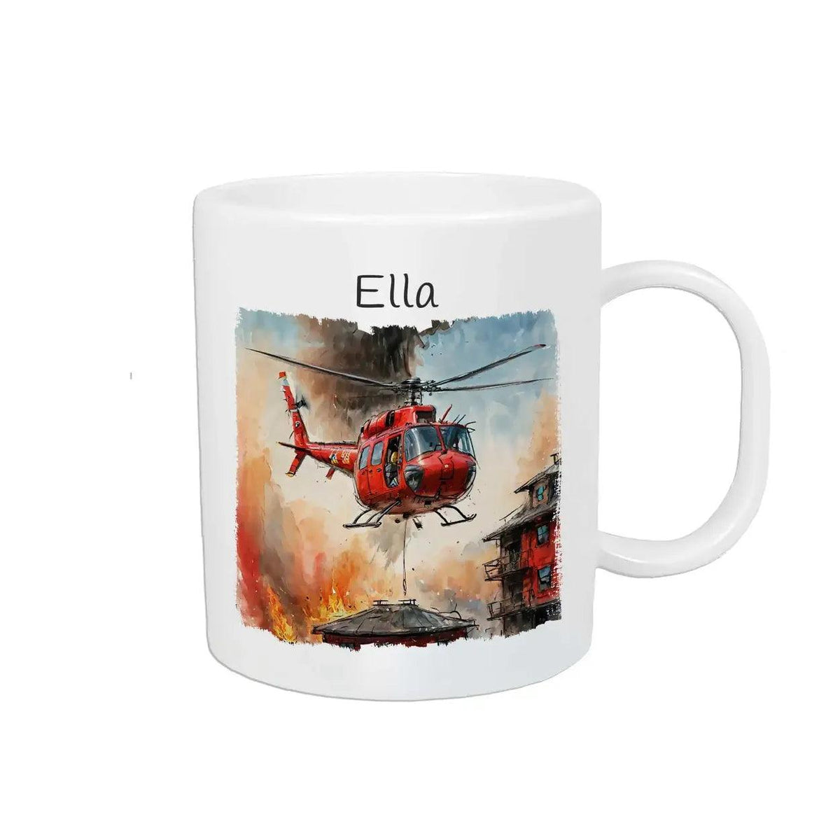 Kindertasse mit Namen | Heldenflug-Rettungseinsatz - Druckerino