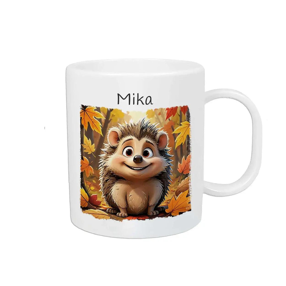Kindertasse mit Namen | Herbstfreund Igel - Druckerino